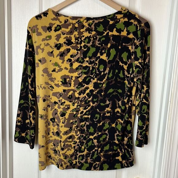 Ellen Tracy Animal‎ Print Top Sequins Bling Size L - Picture 3 of 5